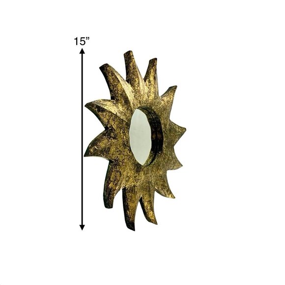 Mirror Sunburst Design Vintage Light Weight Wood MCM Decor - Picture 2 of 4